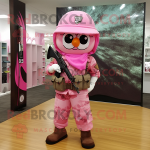 Pink Sniper mascot costume character dressed with a Blouse and Belts