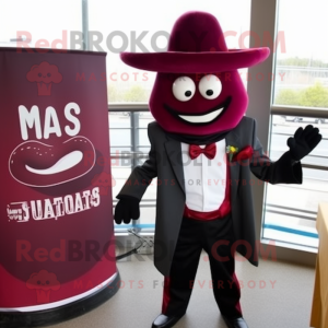Maroon Fajitas mascot costume character dressed with a Suit Jacket and Ties