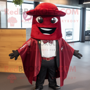 Maroon Fajitas mascot costume character dressed with a Suit Jacket and Ties