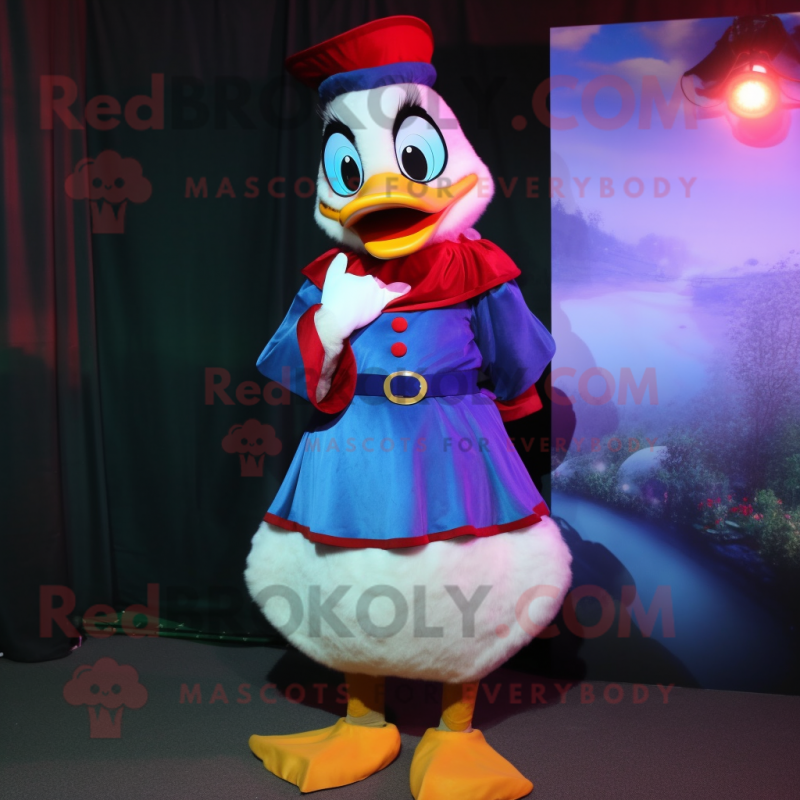 nan Muscovy Duck mascot costume character dressed with a A-Line Dress and Mittens nan Muscovy Duck mascot costume character dressed with a A-Line Dress and Mittens