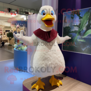 nan Muscovy Duck mascot costume character dressed with a A-Line Dress and Mittens