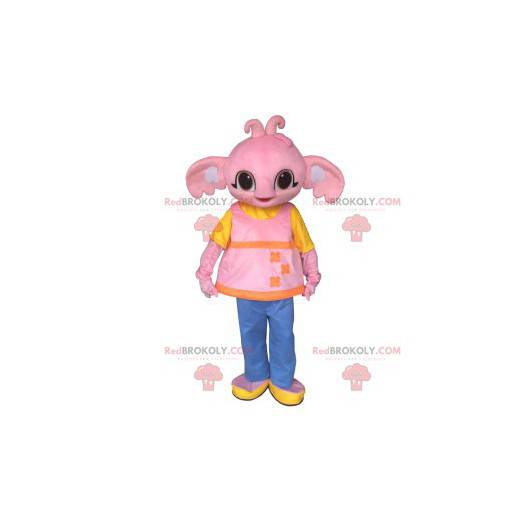 Nettes rosa Elefantenmaskottchen und rosa Tunika -