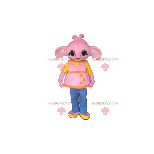 Roztomilý růžový slon maskot a růžová tunika - Redbrokoly.com
