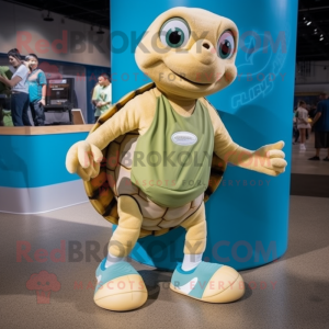 Tan Sea Turtle mascot costume character dressed with a Romper and Shoe laces