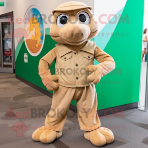 Tan Sea Turtle mascot costume character dressed with a Romper and Shoe laces