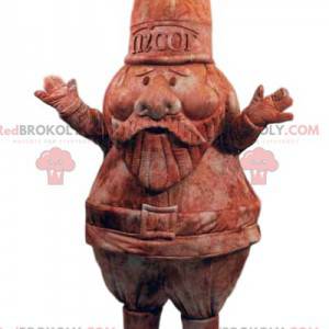 Mascot garden gnome in brown velvet and his helmet -