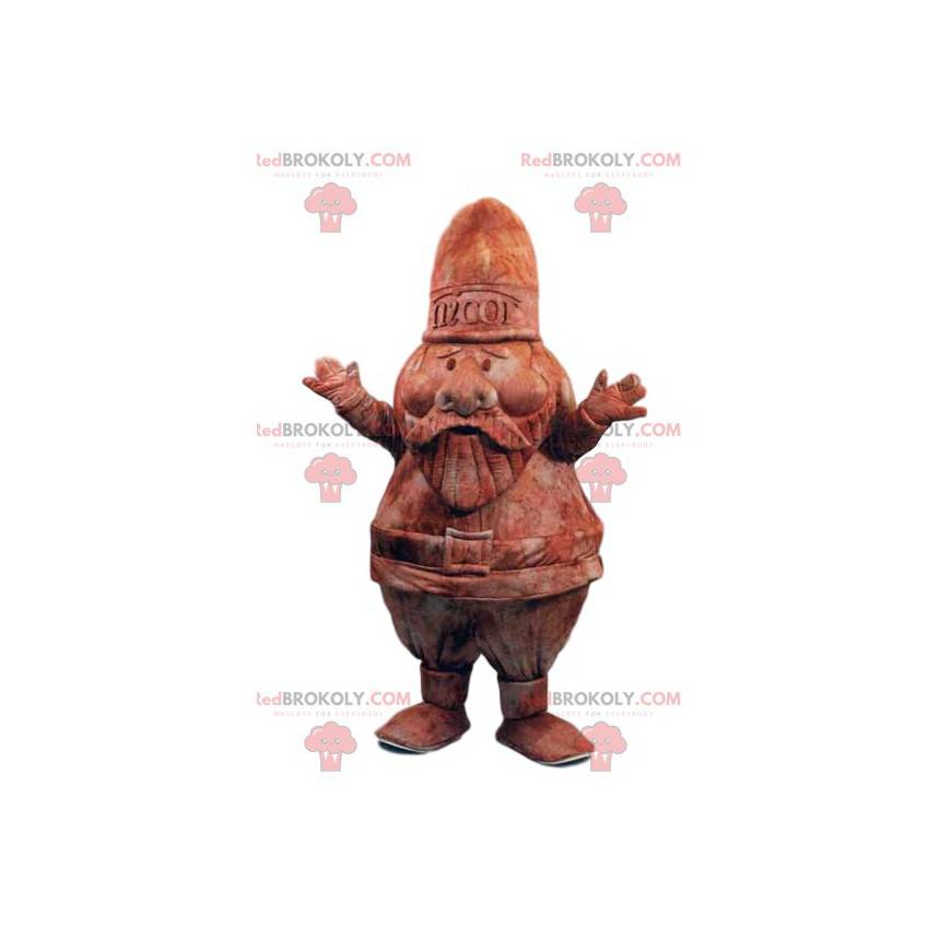 Maskot zahradní trpaslík v hnědém sametu a jeho helma - Maskot zahradní trpaslík v hnědém sametu a jeho helma -