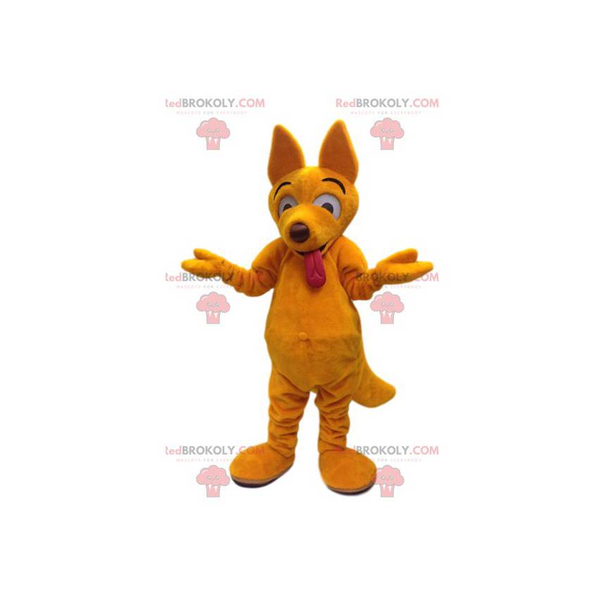 Maskot žlutý vlk dingo a jeho legrační obličej - Redbrokoly.com