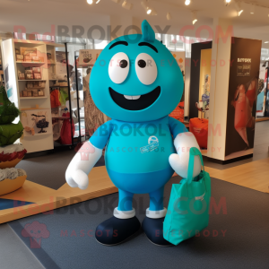 Turquoise rugbybal mascotte...