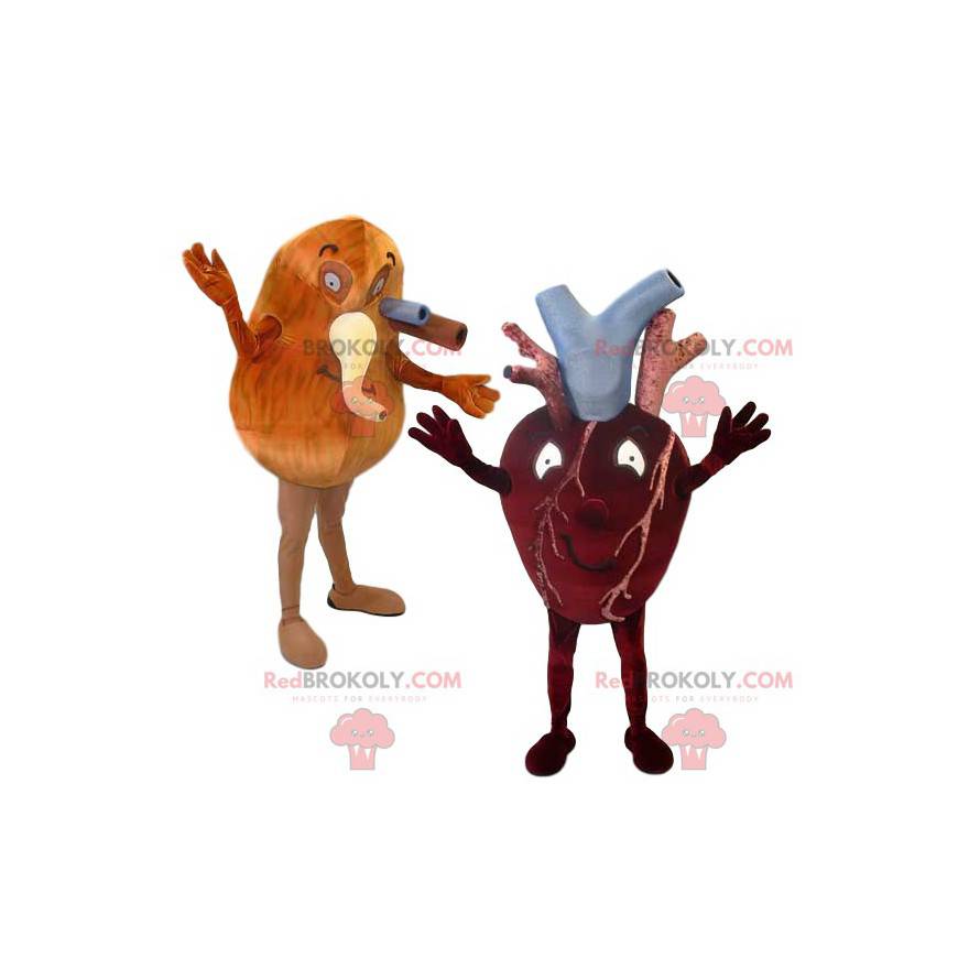 Duo de mascotte cœur et poumon et leurs artères - Redbrokoly.com