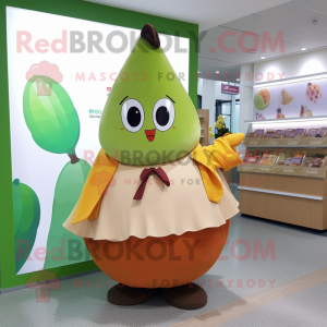 nan Pear mascot costume character dressed with a Skirt and Shawls