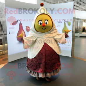 nan Pear mascot costume character dressed with a Skirt and Shawls