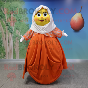 nan Pear mascot costume character dressed with a Skirt and Shawls