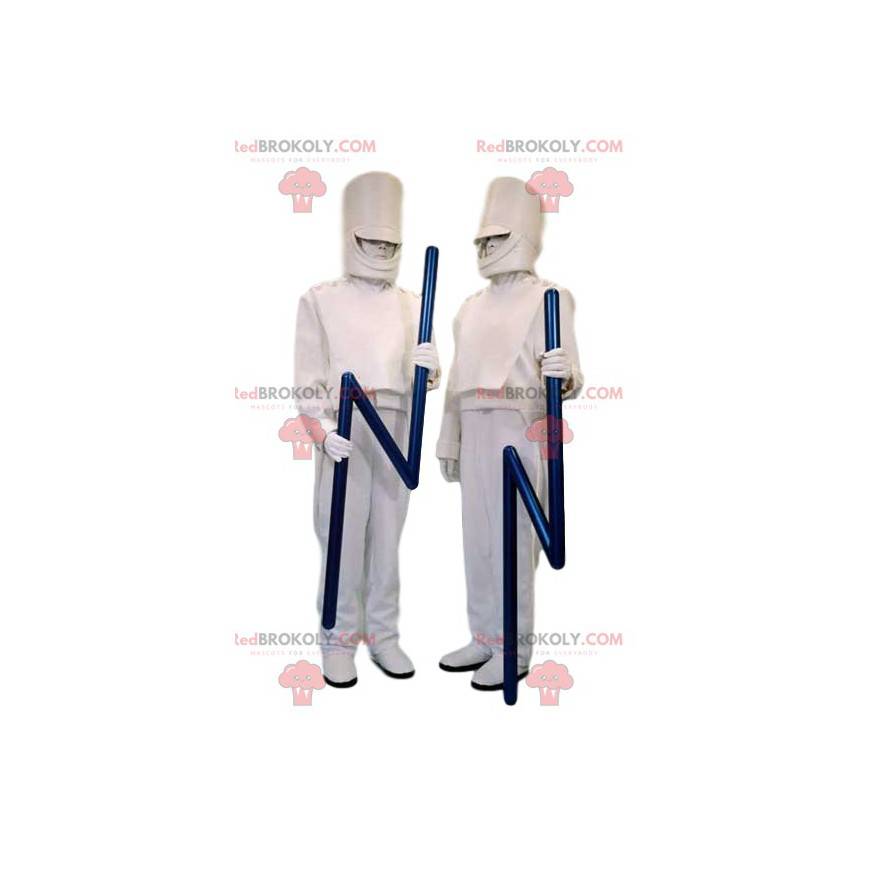 White Duck Maskottchen Duo und ihr blaues Blitzspektrum - White Duck Maskottchen Duo und ihr blaues Blitzspektrum -