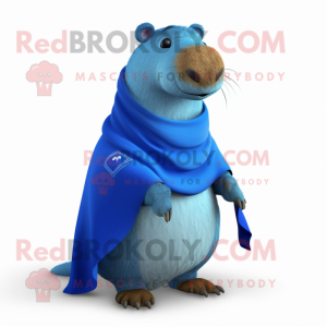 Blå Capybara maskot kostume...