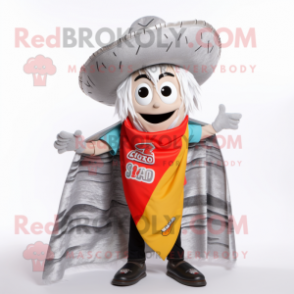 Silver Enchiladas mascot costume character dressed with a Vest and Scarves