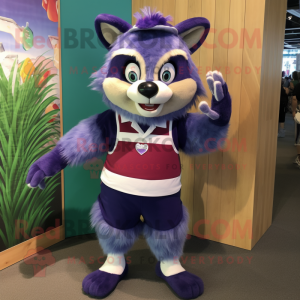 Purple Raccoon maskot drakt...