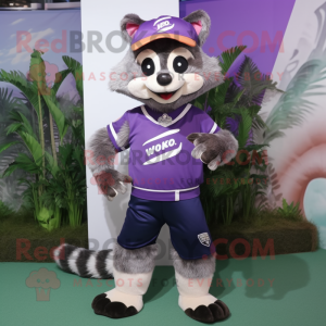 Purple Raccoon maskot drakt...