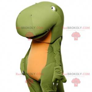 Super funny green dinosaur mascot with his huge nose -