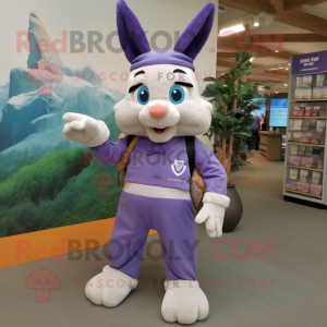 Lavender But mascot costume character dressed with a Cargo Shorts and Cummerbunds