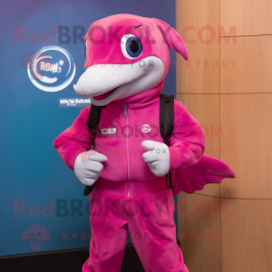 Magenta dolfijn mascotte...