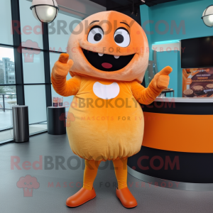 Orange Donut mascot costume character dressed with a Blouse and Gloves