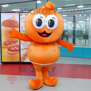 Orange Donut mascot costume character dressed with a Blouse and Gloves