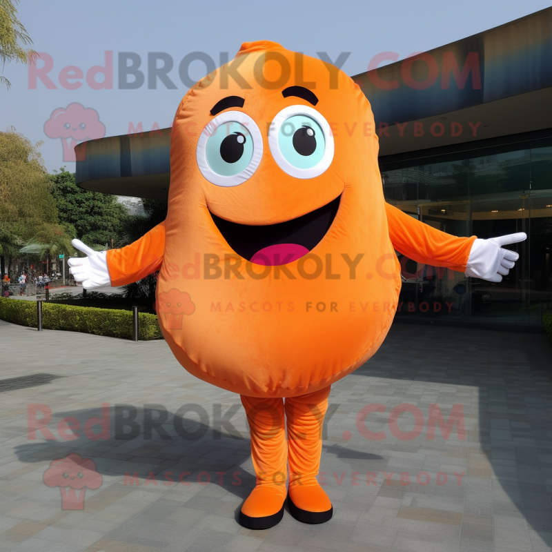 Orange Donut mascot costume character dressed with a Blouse and Gloves Orange Donut mascot costume character dressed with a Blouse and Gloves