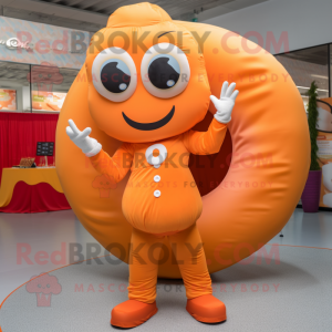 Orange Donut mascot costume character dressed with a Blouse and Gloves