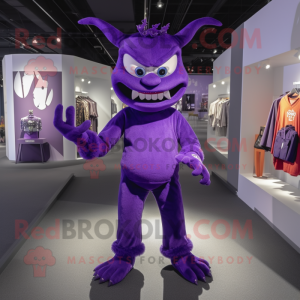 Purple Devil maskot kostume...