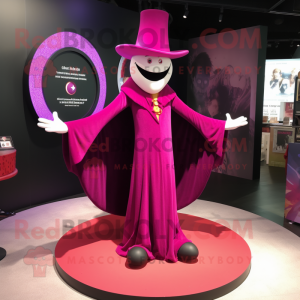 Magenta Ring Master mascot costume character dressed with a Skinny Jeans and Shawls