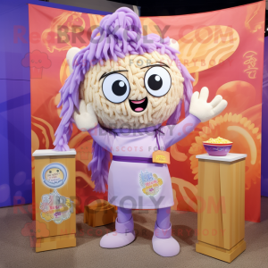 Lavender Ramen mascot costume character dressed with a Romper and Keychains