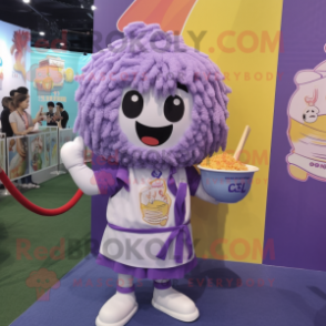 Lavender Ramen mascot costume character dressed with a Romper and Keychains