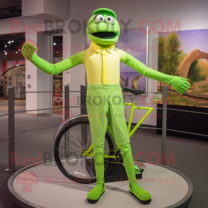 Limegrøn Unicyclist maskot...