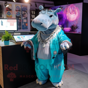 Cyan Tapir mascotte kostuum...