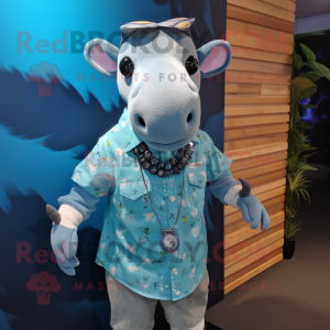 Cyan Tapir maskot kostume...