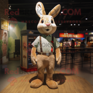 Tan Rabbit maskot kostume...