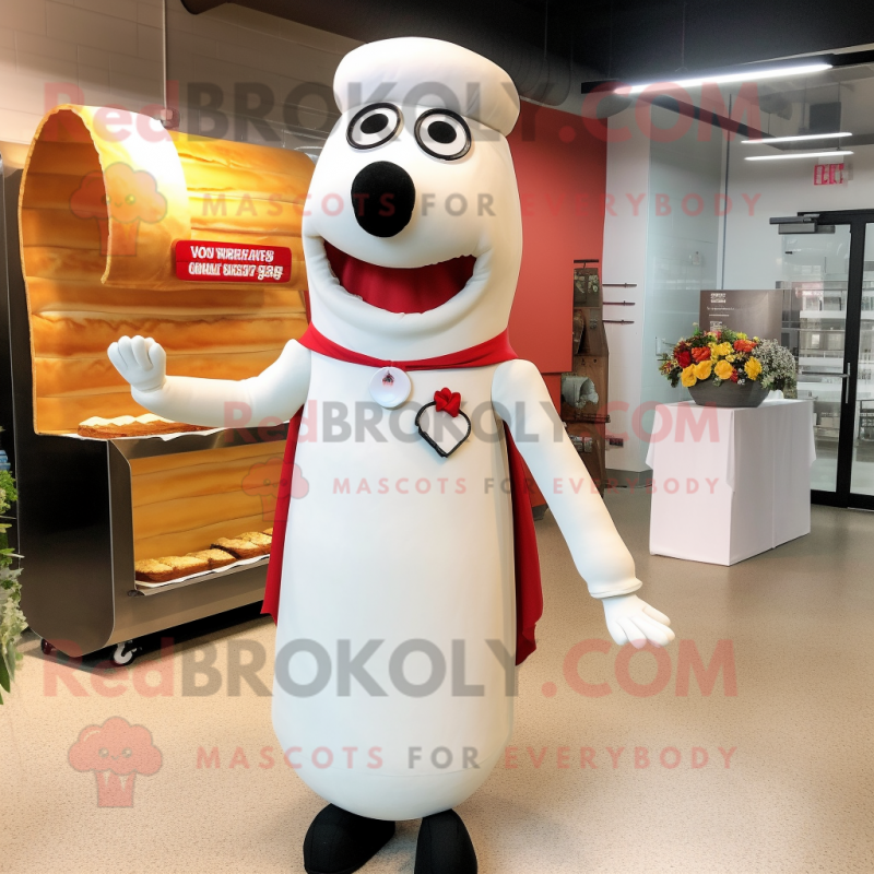 nan Hot Dogs mascot costume character dressed with a Wedding Dress and Cufflinks nan Hot Dogs mascot costume character dressed with a Wedding Dress and Cufflinks