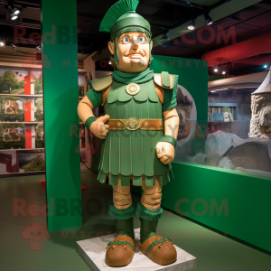 Forest Green Roman Soldier mascot costume character dressed with a Romper and Rings