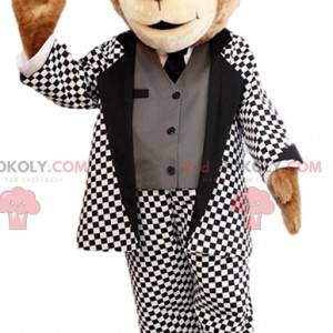 Bear mascot with his rock'n'roll outfit and banana hairstyle -