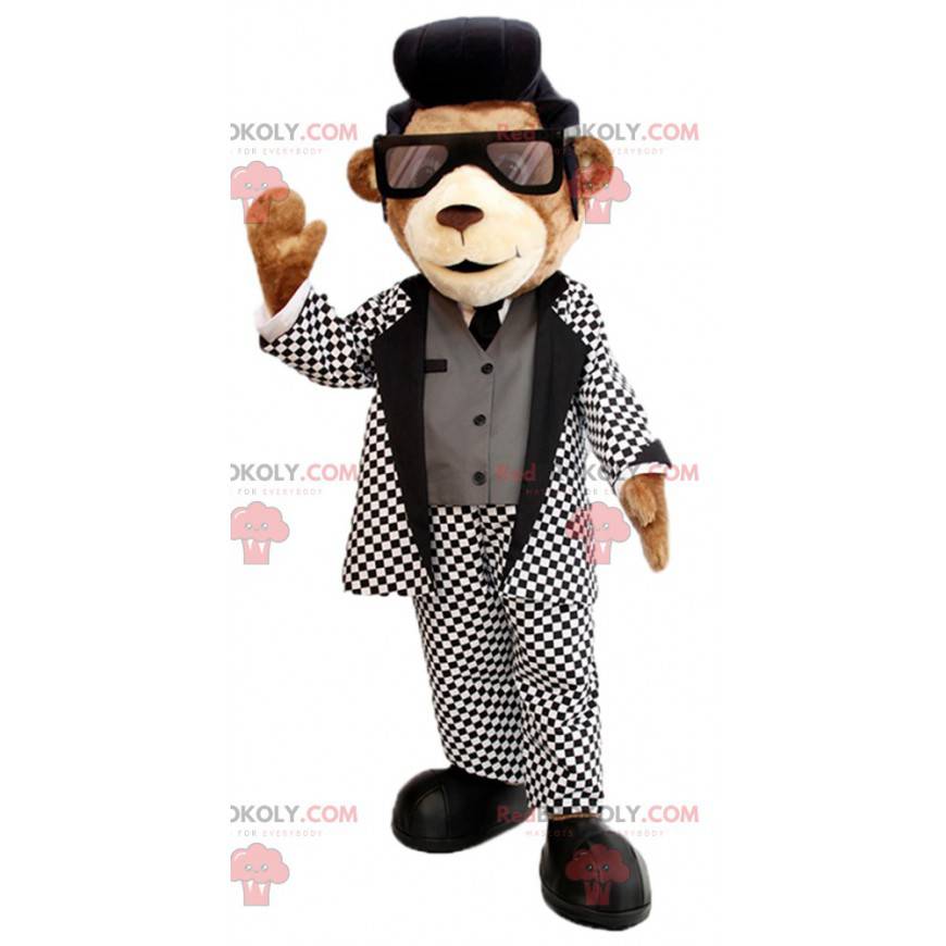 Bear mascotte met zijn rock'n'roll-outfit en bananenkapsel - Bear mascotte met zijn rock'n'roll-outfit en bananenkapsel -