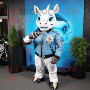 Sky Blue Rhinoceros maskot...