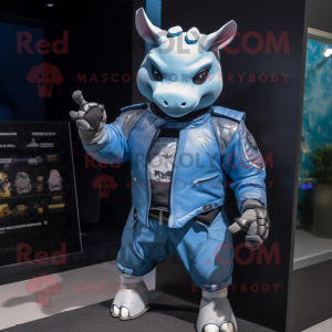 Sky Blue Rhinoceros maskot...