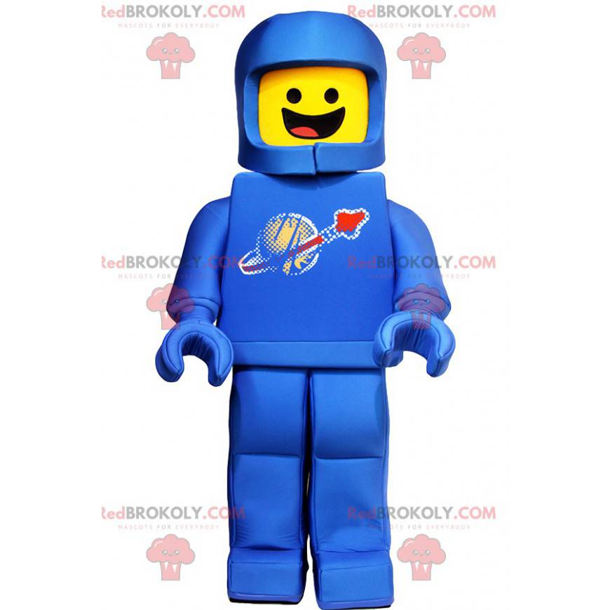 Maskot Playmobil se svým modrým astronautovým oblečením -