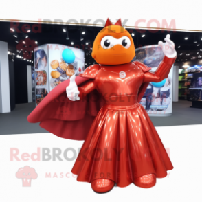 Rust Superhero mascot costume character dressed with a Ball Gown and Handbags