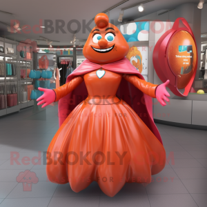 Rust Superhero mascot costume character dressed with a Ball Gown and Handbags
