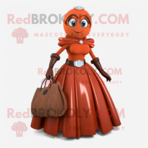 Rust Superhero mascot costume character dressed with a Ball Gown and Handbags