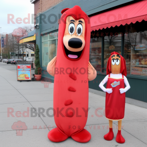 nan Hot Dog mascot costume character dressed with a Sheath Dress and Earrings