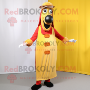 nan Hot Dog mascot costume character dressed with a Sheath Dress and Earrings