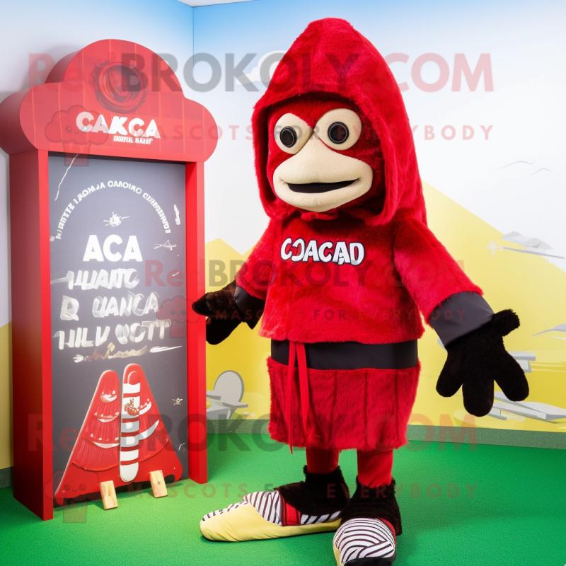 Red Graveyard mascot costume character dressed with a Board Shorts and Wraps Red Graveyard mascot costume character dressed with a Board Shorts and Wraps